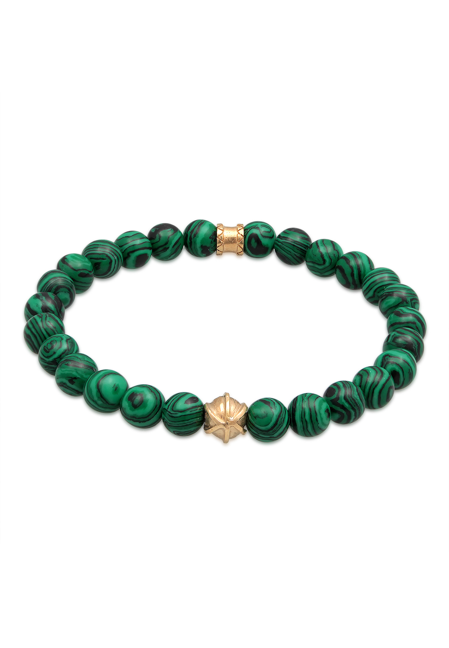Kuzzoi Bracelet Men Agate Malachite Look Gold Plated