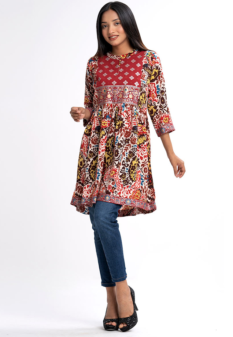 Le Reve Le Reve Abstract Floral Tent Style Tunic