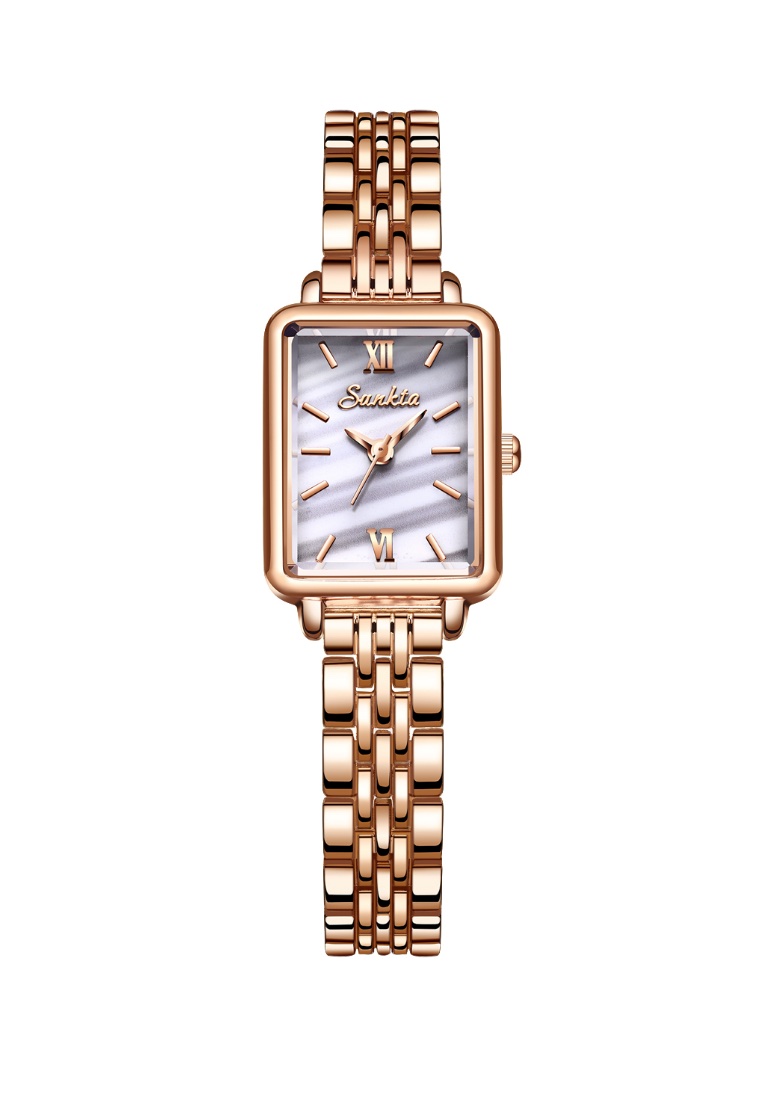 LIGE SUNKTA Ladies Octagonal Quartz Watch, 27x20mm, Mother of Pearl Dial, Metal Bracelet