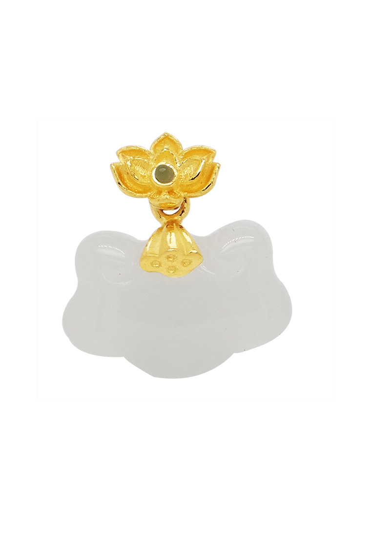 LITZ LITZ 999 (24K) Gold and Jade Flower Pendant