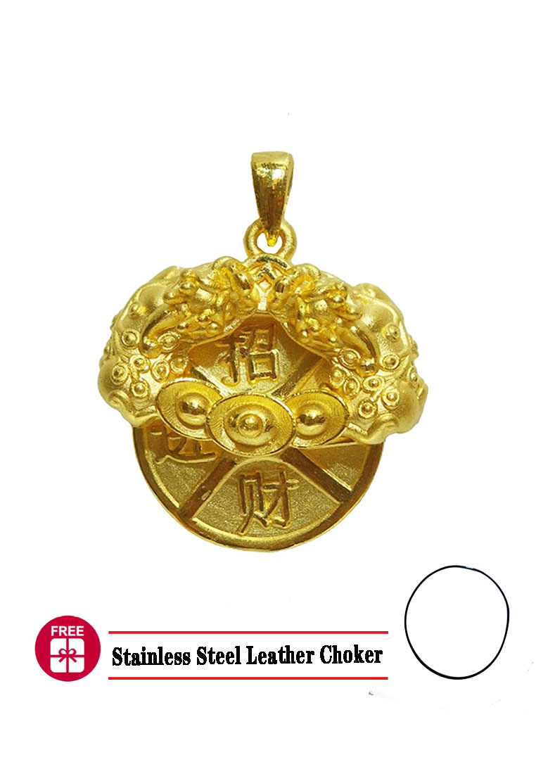 LITZ [ Free Necklace ] LITZ 999 (24K) Gold Pixiu Pendant 精品貔貅 EP0168 (5.76g)
