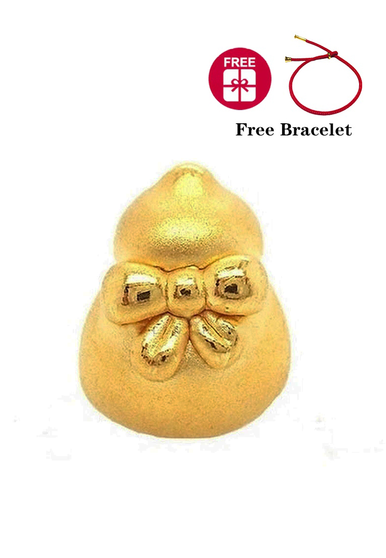 LITZ [Free Bracelet]  LITZ 999 (24K) Gold Gourd Charm 葫芦 EPC0446 (1.14g+/-)