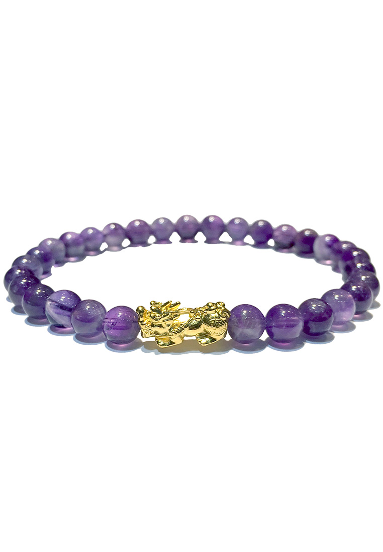 LITZ [SPECIAL] LITZ 999 (24K) Gold PiXiu With Agate Bracelet 貔貅手链 EPC0639-065-B-A (0.53g+/-)