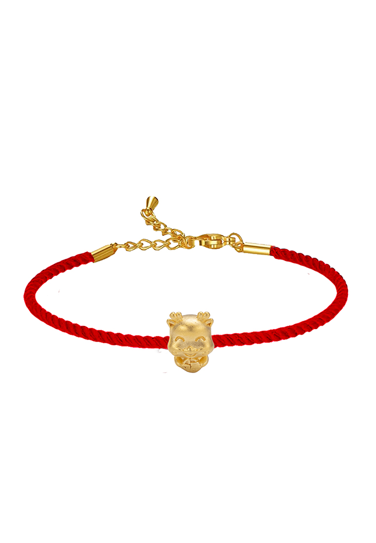 LITZ [SPECIAL] LITZ 999 (24K) Gold Zodiac Dragon With Rope Bracelet  EPC1153-B-R (0.27g+/)
