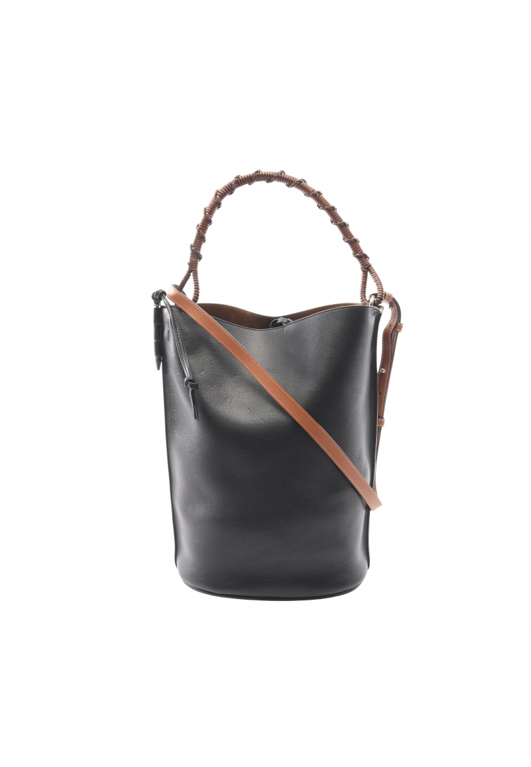 LOEWE Pre-Loved LOEWE Gate Large bucket Handbag leather black Brown 2WAY