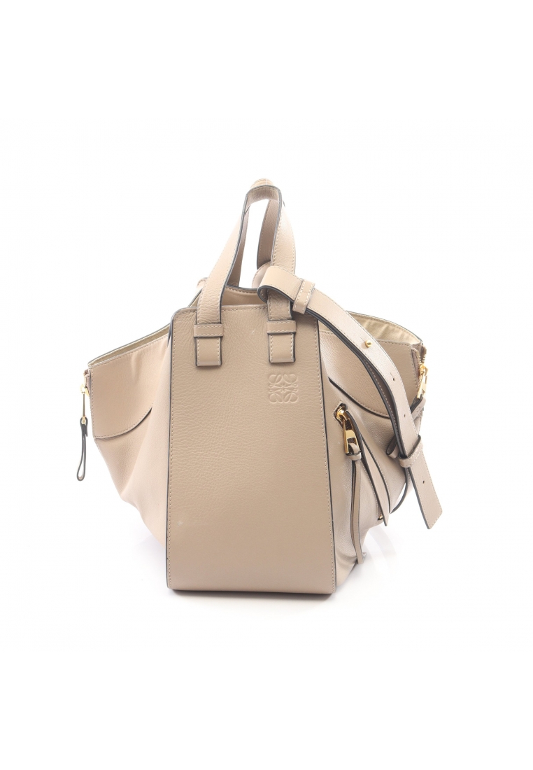 LOEWE Pre-Loved LOEWE HAMMOCK SMALL hammock Small 2WAY Handbag leather Gray beige