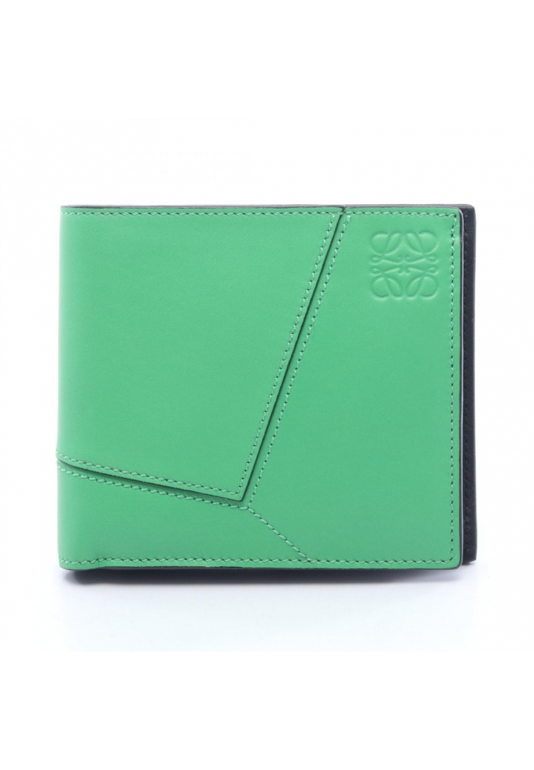 LOEWE Pre-Loved LOEWE puzzle bifold coin wallet Bi-fold wallet leather green
