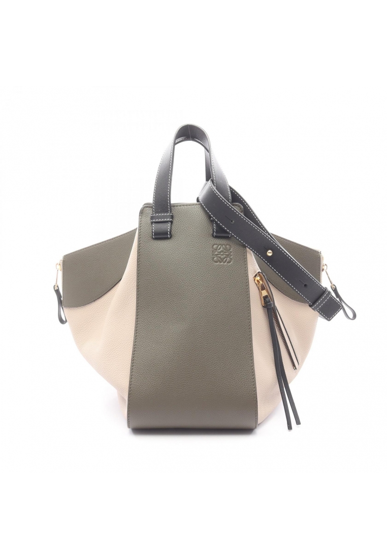 LOEWE Pre-Loved LOEWE hammock Medium 2WAY Handbag leather Khaki green beige
