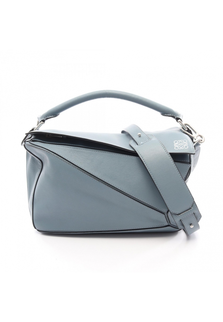 Loewe Pre-Loved LOEWE puzzle bag Medium 2WAY Handbag leather Light blue