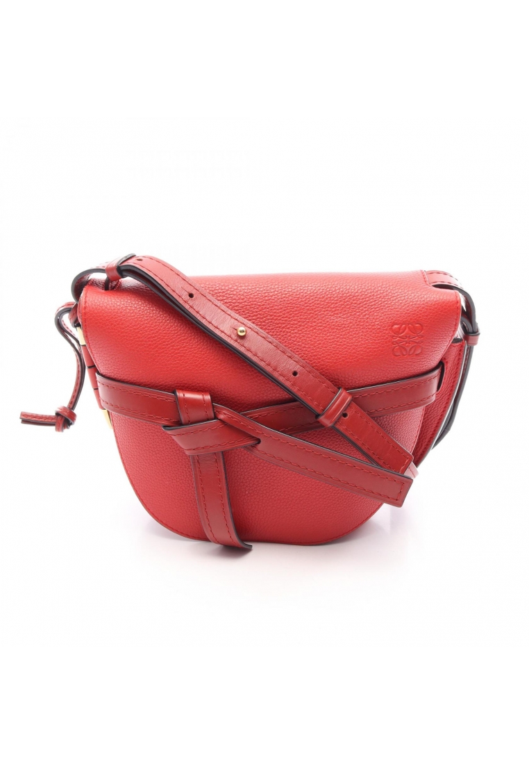 LOEWE Pre-Loved LOEWE GATE BAG gate bag Small Shoulder bag leather Red