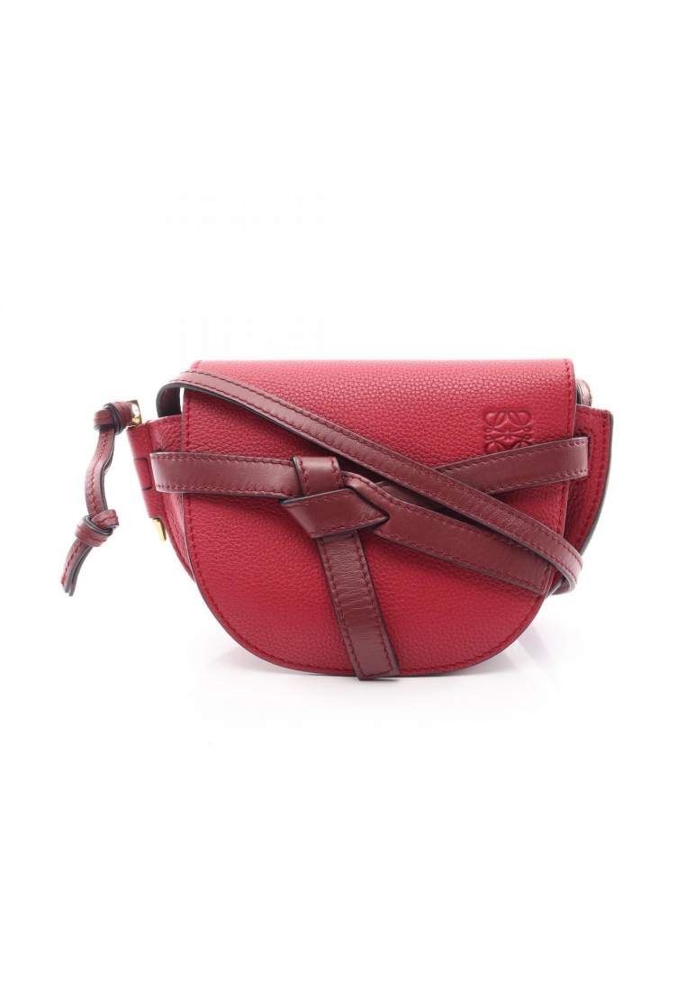 LOEWE Pre-Loved LOEWE gate bag mini Shoulder bag leather Red Bordeaux