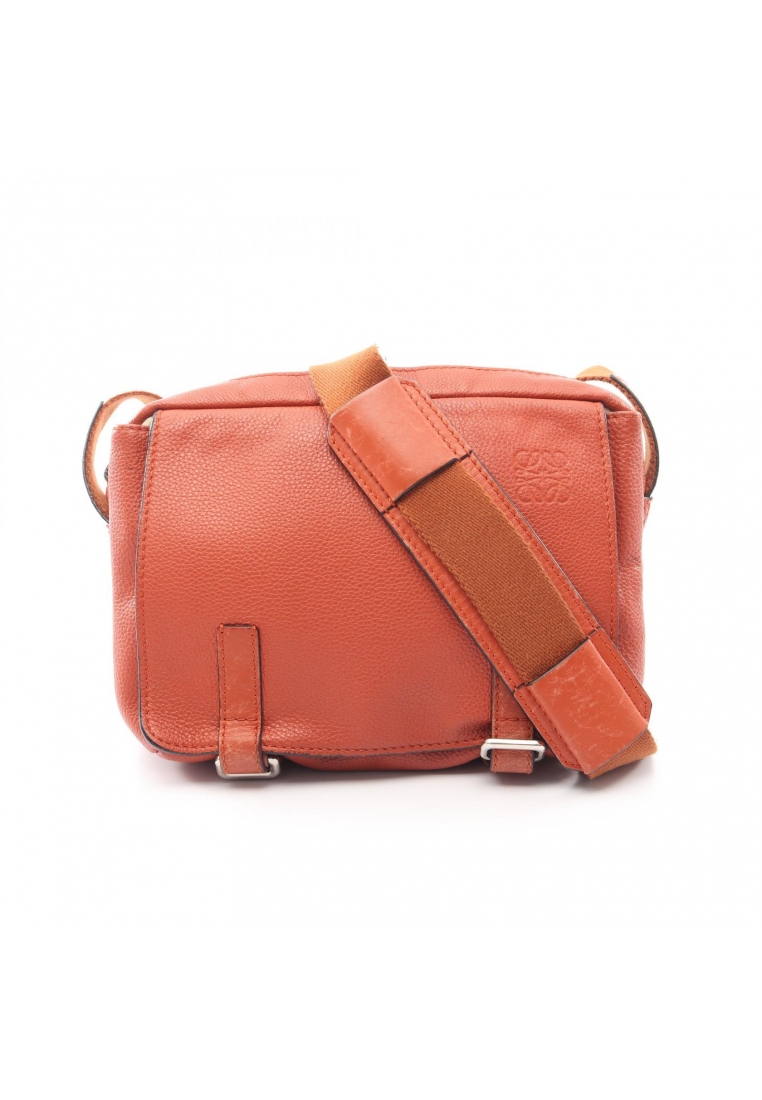 LOEWE Pre-Loved LOEWE military messenger XS Shoulder bag leather Orange brown