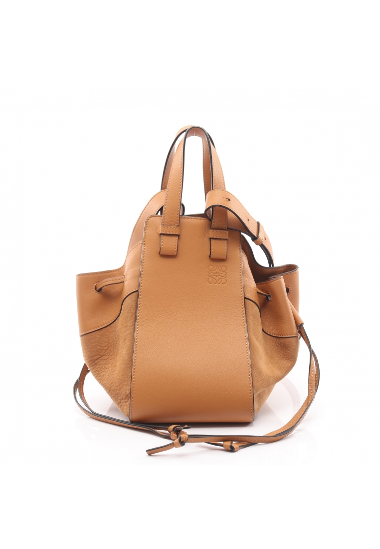 LOEWE Pre-Loved LOEWE hammock drawstring Small Shoulder bag leather Nubuck Brown 2WAY