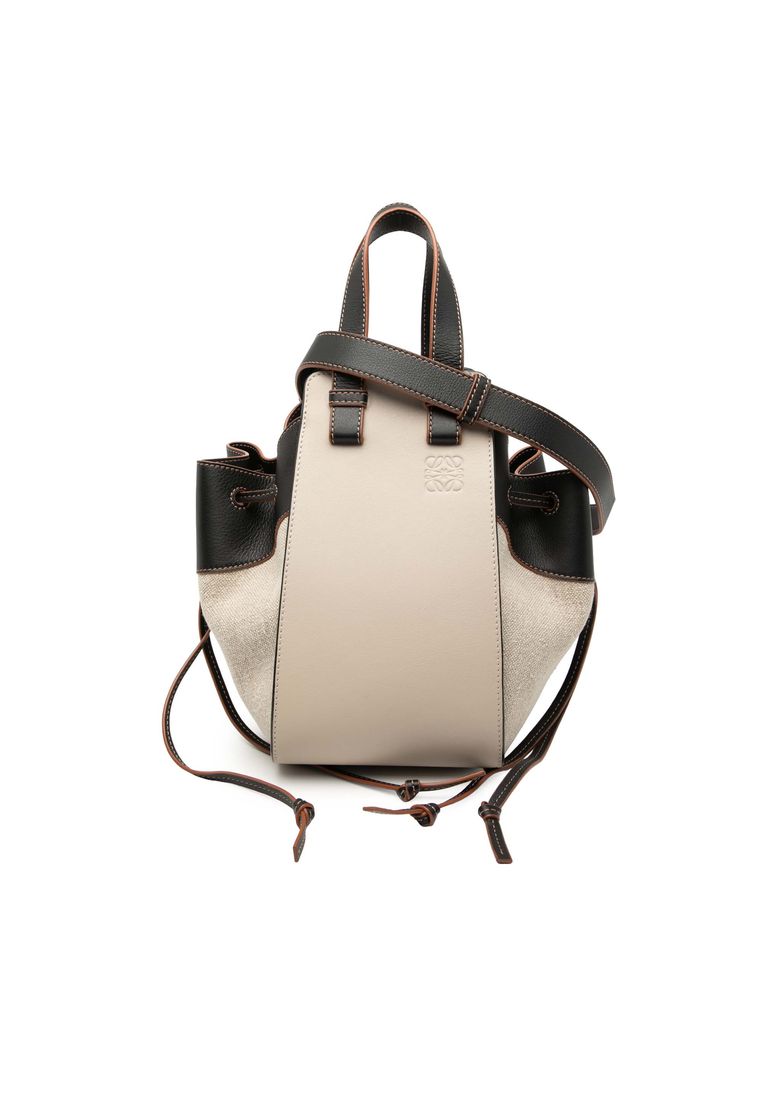 LOEWE Pre-Loved Loewe Small Leather And Canvas Hammock Bag
