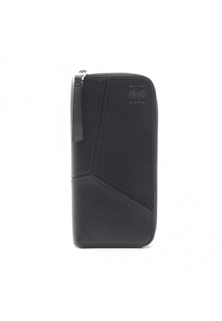 LOEWE Pre-Loved LOEWE puzzle open wallet round zipper long wallet leather black