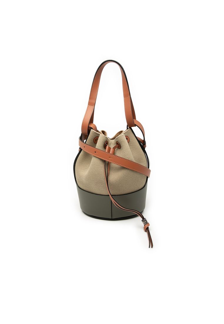 LOEWE Pre-Loved Loewe Small Canvas And Leather Balloon Bucket Bag