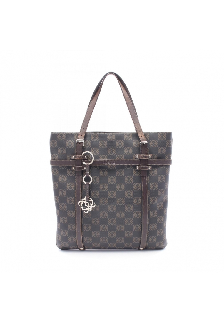 LOEWE Pre-Loved LOEWE Repeat Anagram Shoulder bag tote bag PVC leather Dark brown