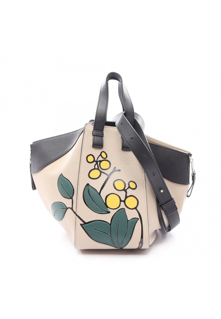LOEWE Pre-Loved LOEWE hammock bag Small Herbarium 2WAY Handbag leather Gray beige black