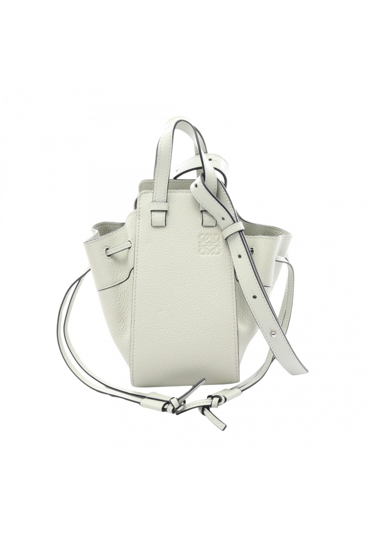 LOEWE Pre-Loved LOEWE hammock drawstring bag mini 2WAY Handbag leather Light green