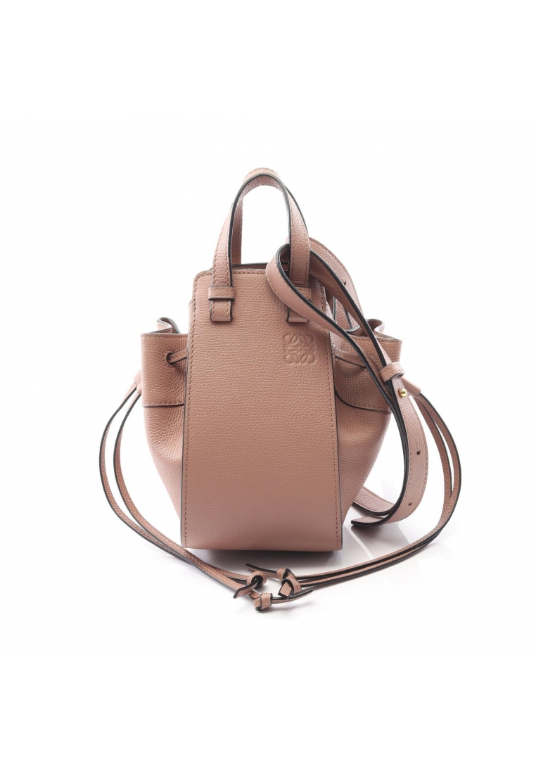 LOEWE Pre-Loved LOEWE hammock drawstring bag mini Handbag leather pink beige 2WAY