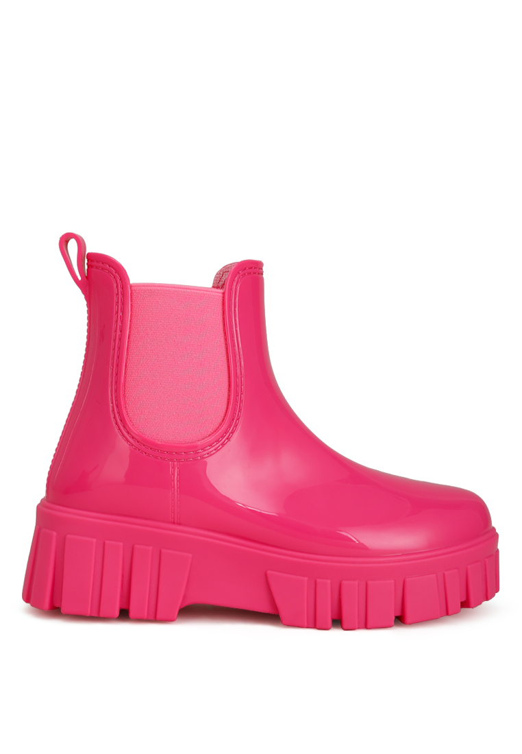 London Rag Chunky Chelsea Rain Boots In Fuchsia