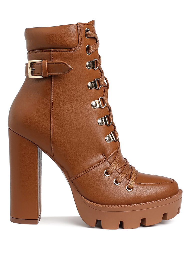London Rag Lace up Combat Boots in Tan