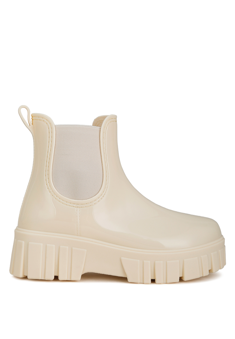 London Rag Chunky Chelsea Rain Boots In Beige