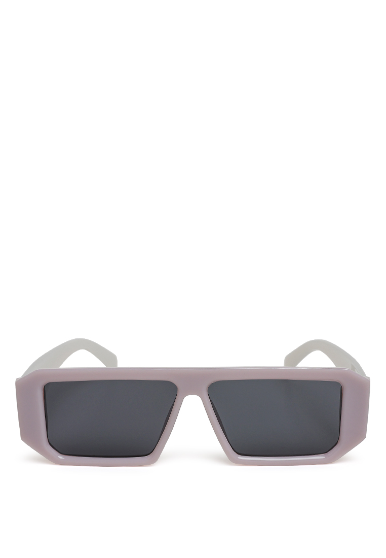 London Rag Flat Bridge Rectangular Sunglasses in Jelly White