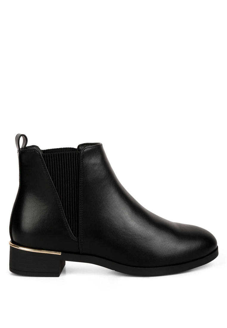 London Rag Black Metallic Sling Detail Chelsea Boots