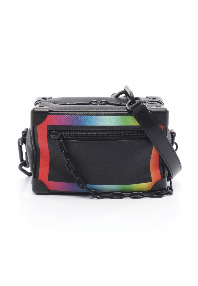 Louis Vuitton Pre-Loved Louis Vuitton mini soft trunk taiga rainbow chain shoulder bag leather black