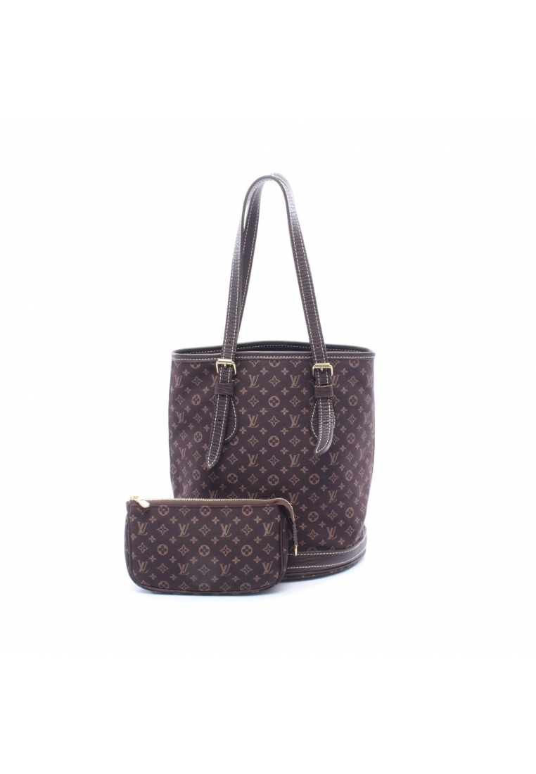 Louis Vuitton Pre-Loved Louis Vuitton Bucket PM monogram mini run Ebene Handbag tote bag canvas leat