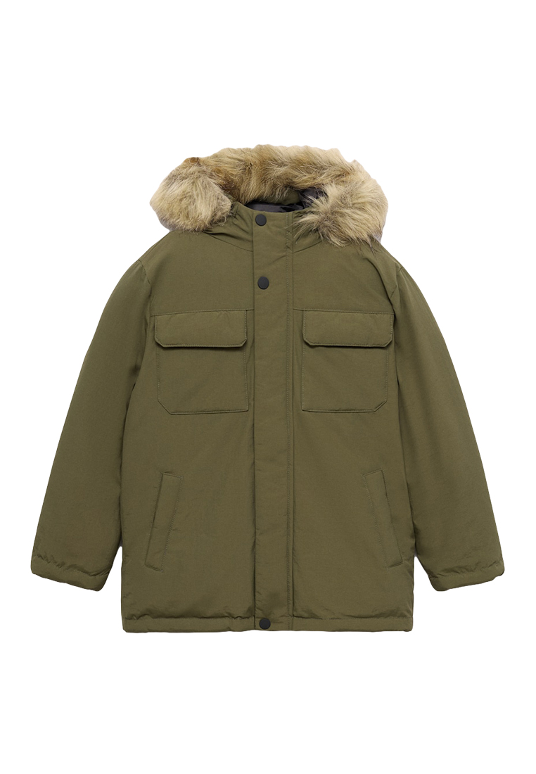 MANGO KIDS Anorak Jacket With Shearling-Effect Hood