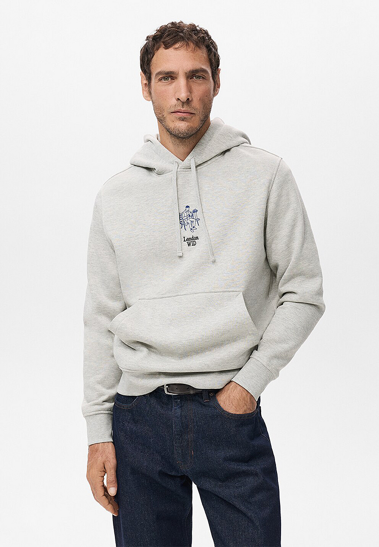 MANGO Man Cotton Hooded Sweatshirt Text