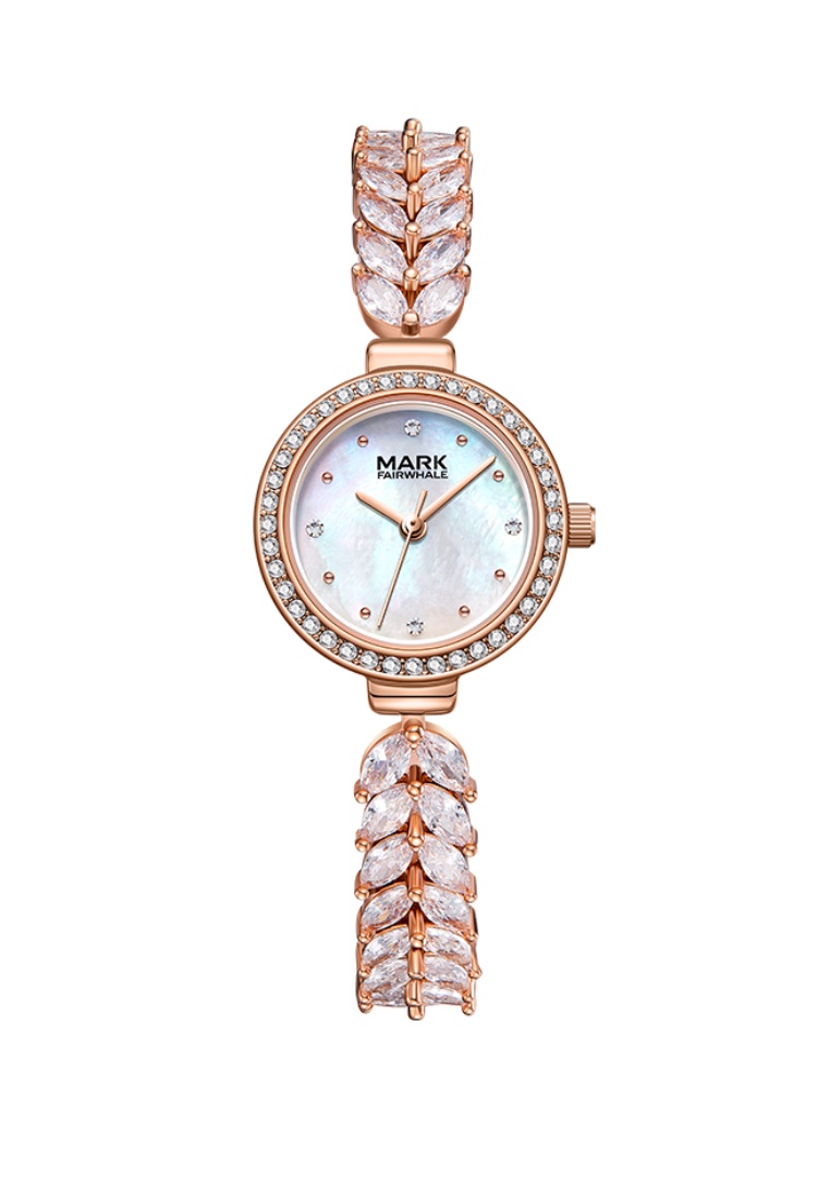 Mark Fairwhale Ladies IP Rose Gold Color Metal Alloy Quartz Watch, 30mm, Mother of Pearl Dial, Metal