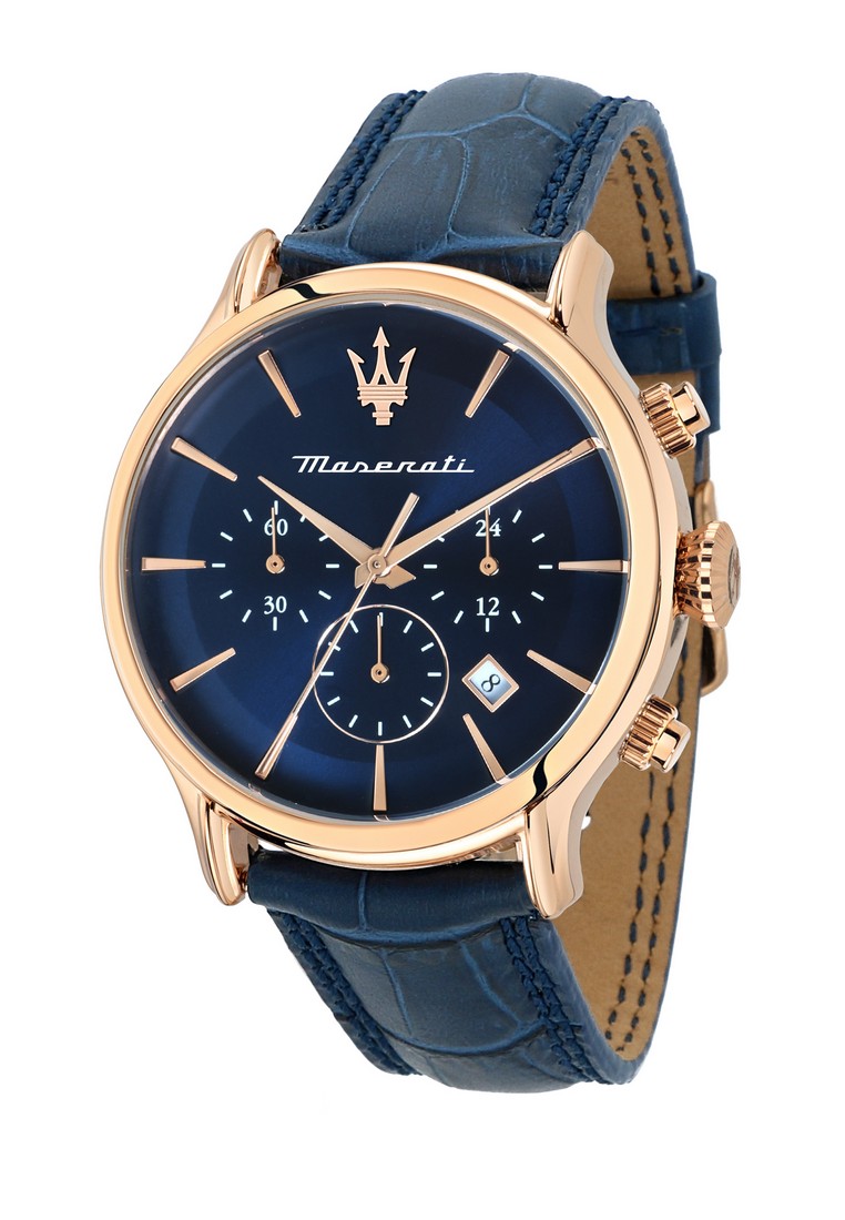 Maserati 【2 Years Warranty】Maserati Epoca 42mm Blue Sunray Dial Chronograph Men's Quartz Watch R8871