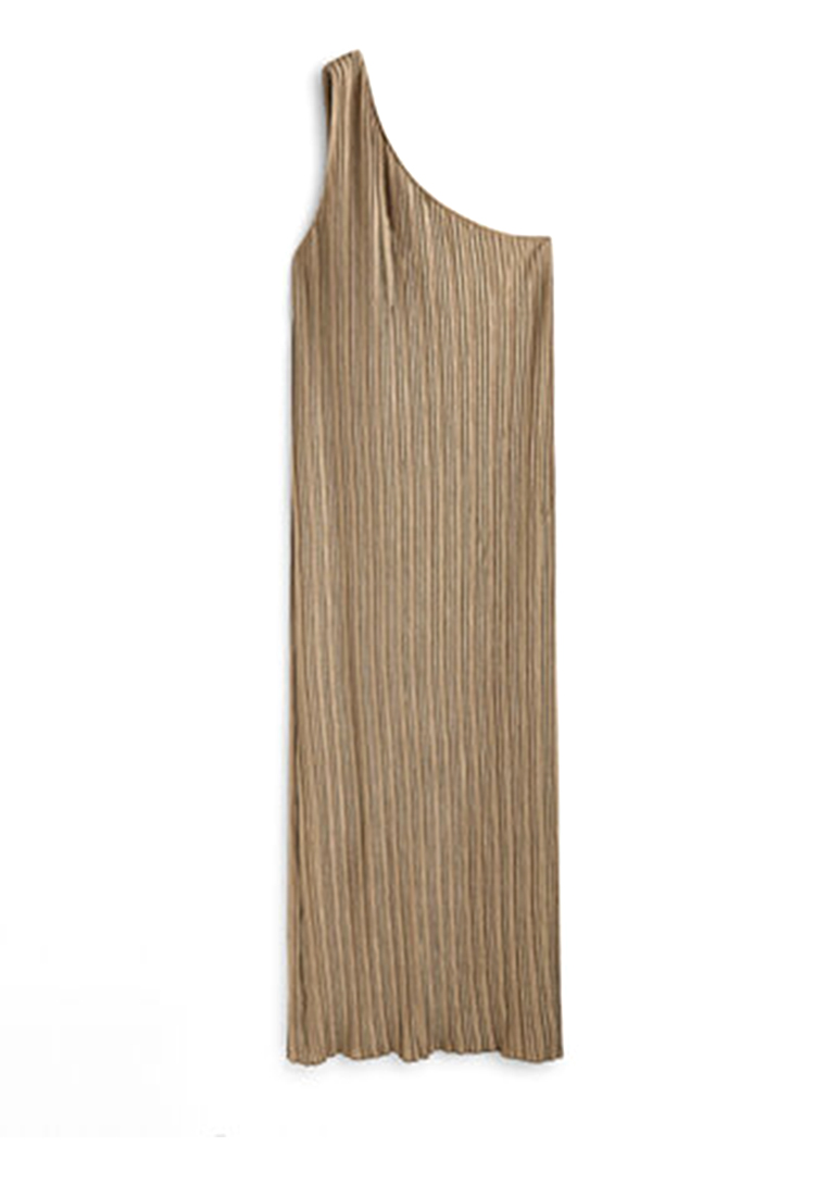 Massimo Dutti Asymmetric Pleated Midi Dress