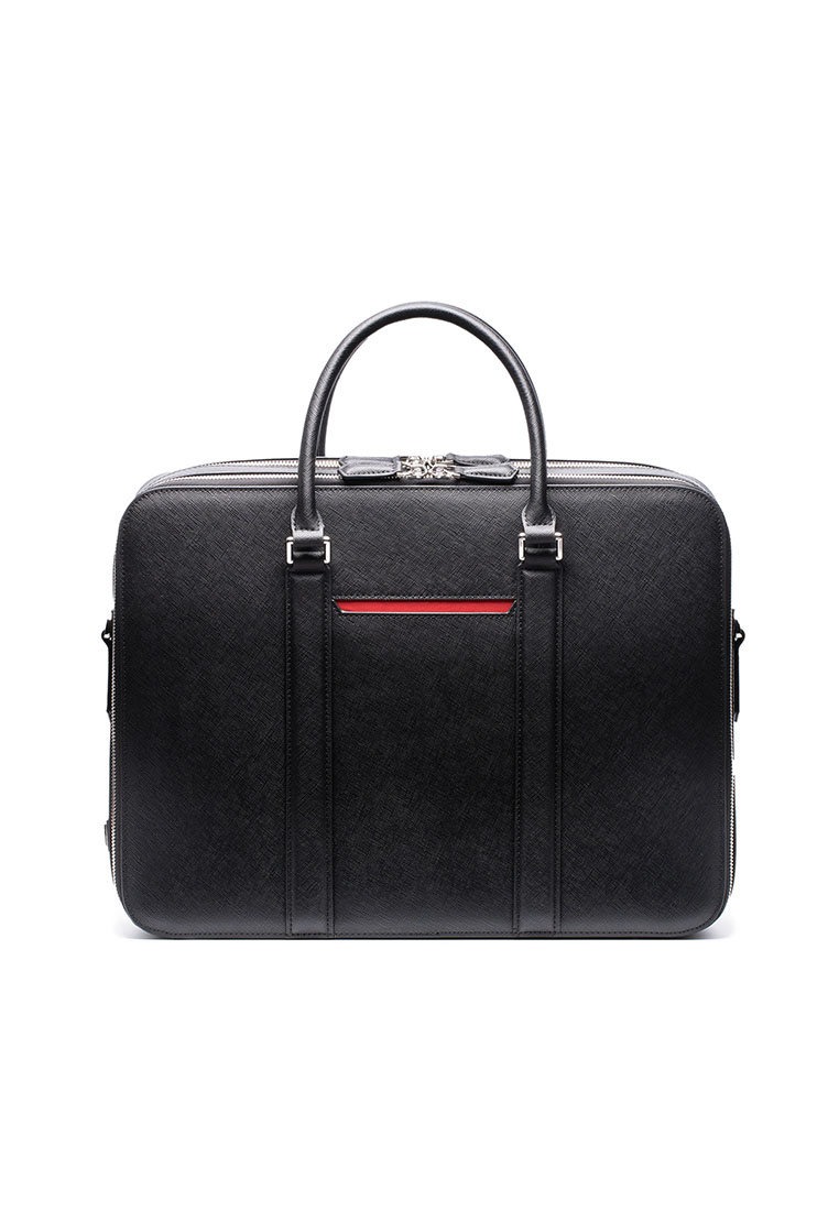Maverick & Co. Maverick & Co. - Manhattan Double-Zip Leather Briefcase (For Tech) - Black