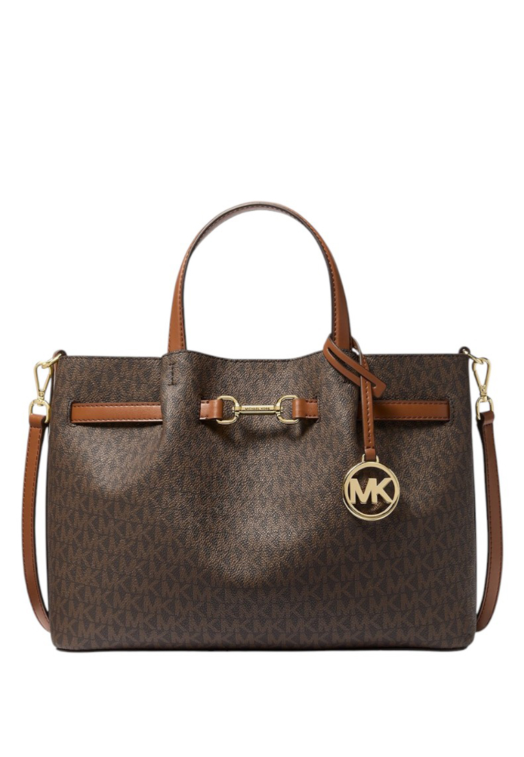 Michael Kors Carson Medium Signature Logo Satchel Bag - Brown