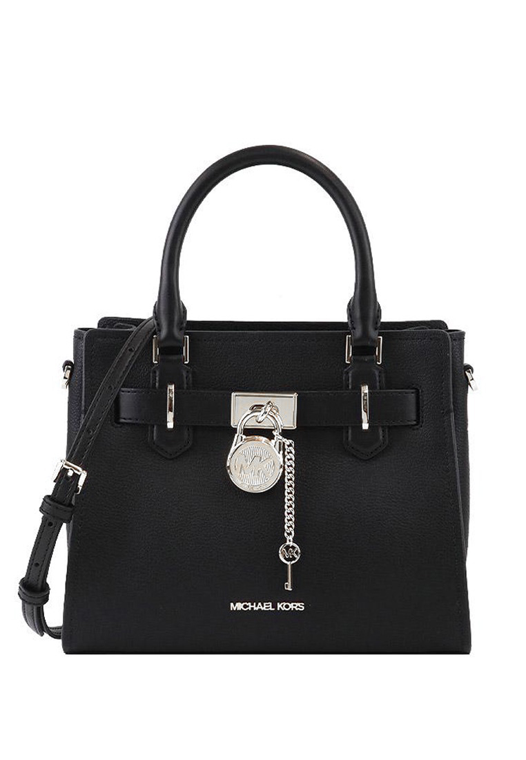Michael Kors Hamilton Small Satchel (Silver Hardware) - Black