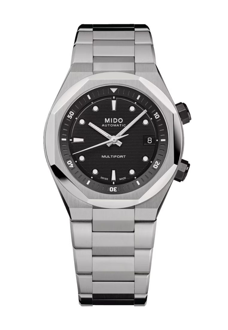 Mido Mido Multifort 8 Two Crowns Octagonal Shaped Bezel Black Dial Stainless Steel Band Automatic Wa