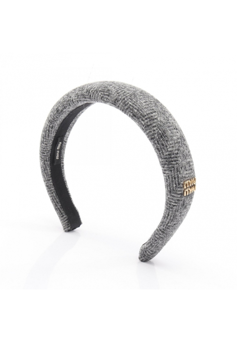 MIU MIU Pre-Loved MIU MIU tweed logo headband fabric gray