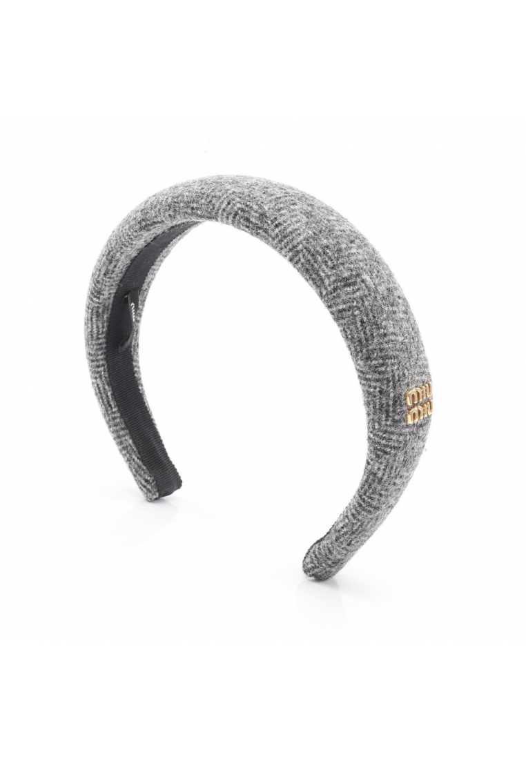 MIU MIU Pre-Loved MIU MIU tweed logo headband fabric gray