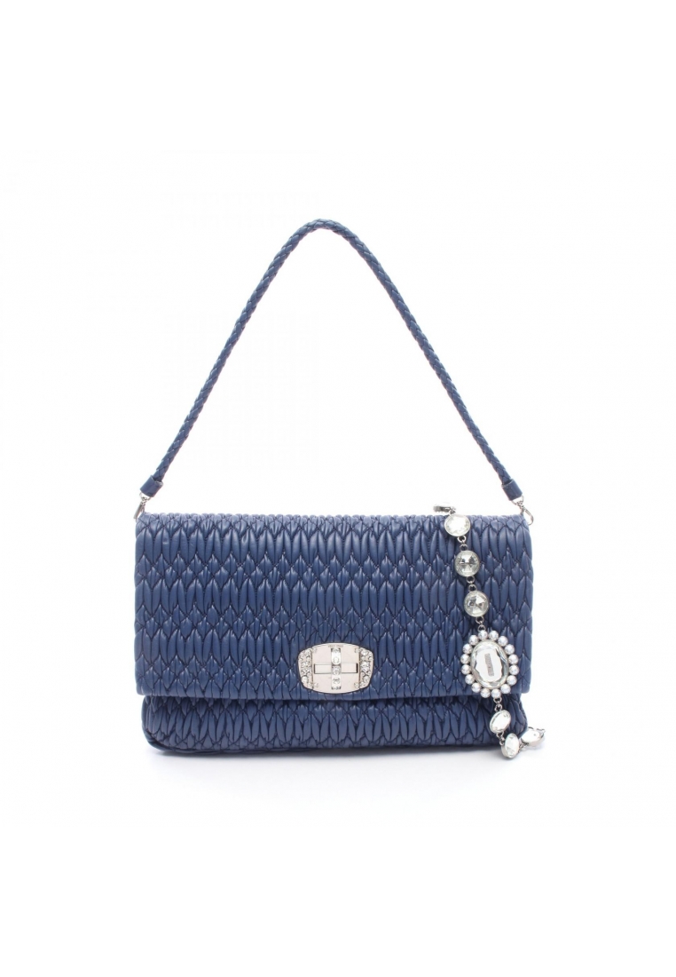 Miu Miu Pre-Loved MIU MIU NAPPA CRYSTAL matelasse chain shoulder bag leather blue