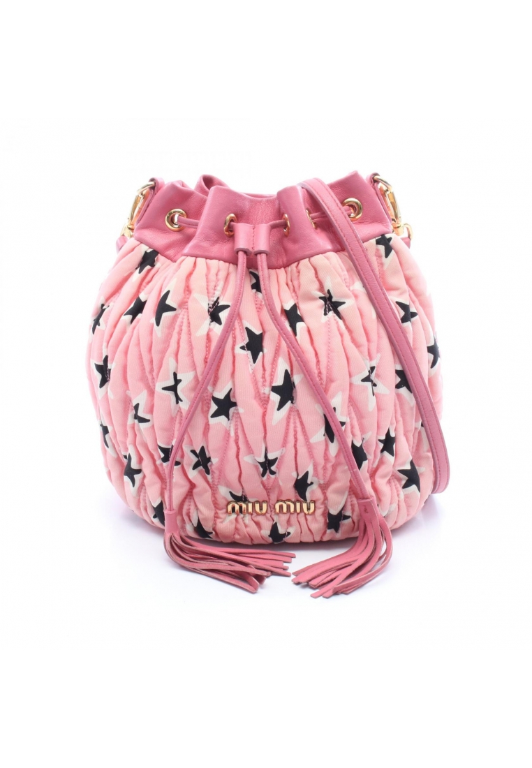 Miu Miu Pre-Loved MIU MIU MATELASSE matelasse bucket bag star pattern Shoulder bag canvas leather pi