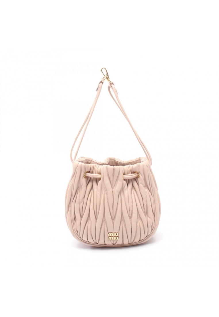 Miu Miu Pre-Loved MIU MIU matelasse Pouch Handbag leather pink beige
