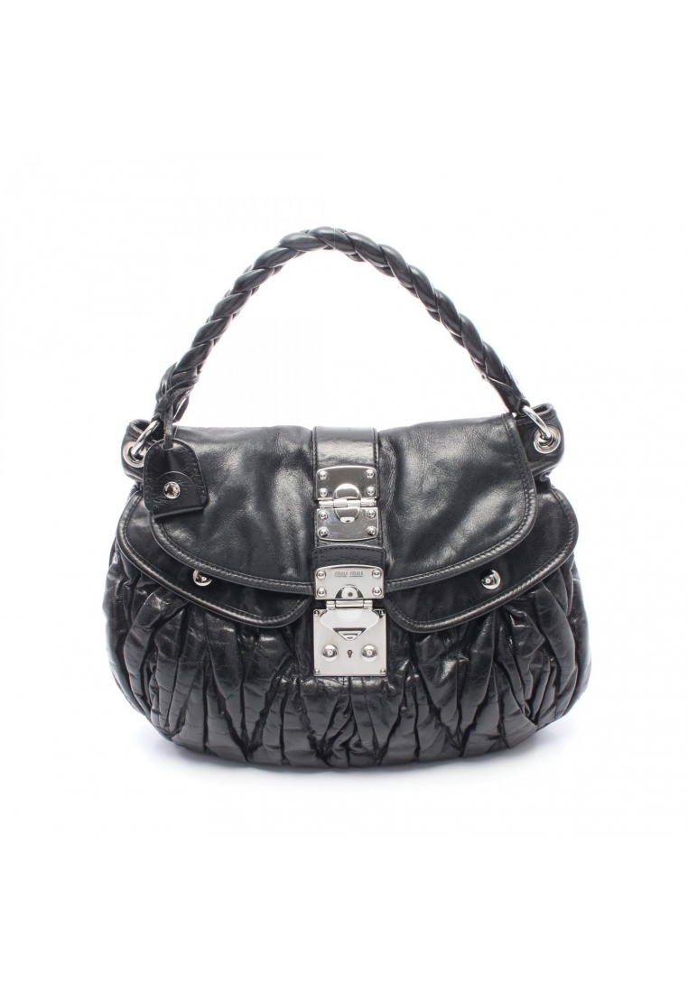 Miu Miu Pre-Loved MIU MIU matelasse one shoulder bag leather black