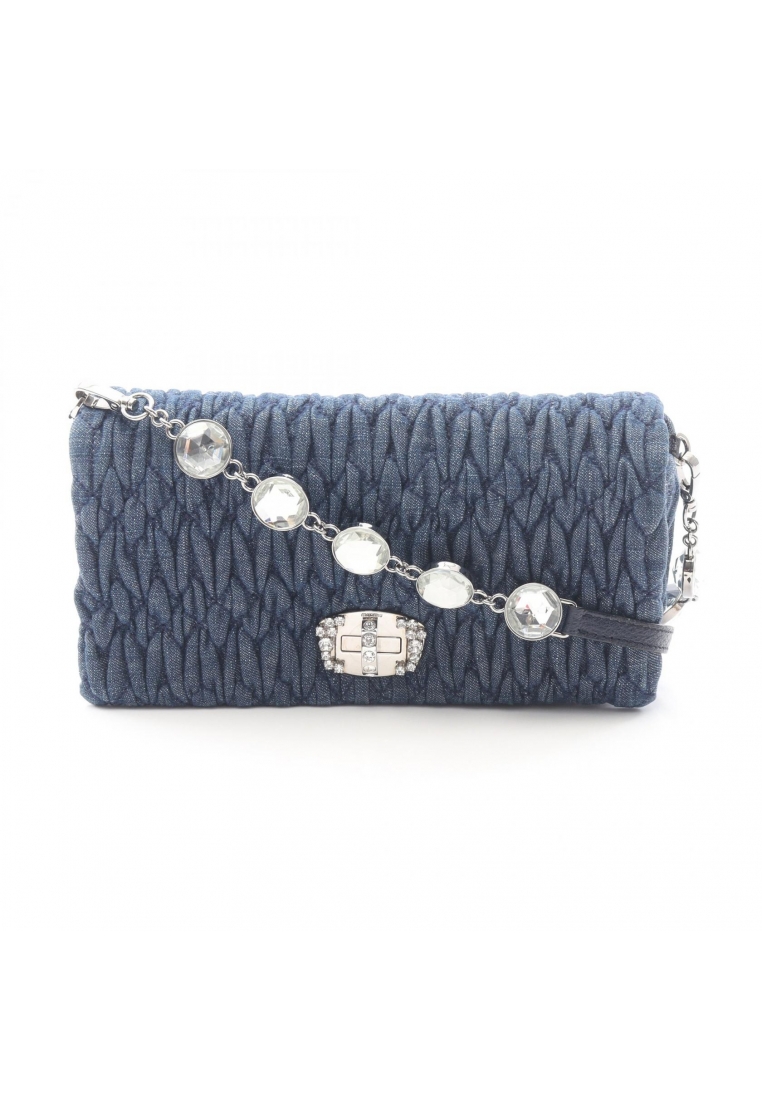 MIU MIU Pre-Loved MIU MIU matelasse Shoulder bag denim leather blue