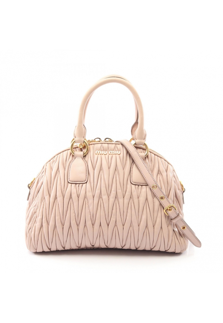 MIU MIU Pre-Loved MIU MIU matelasse 2WAY Handbag leather pink beige