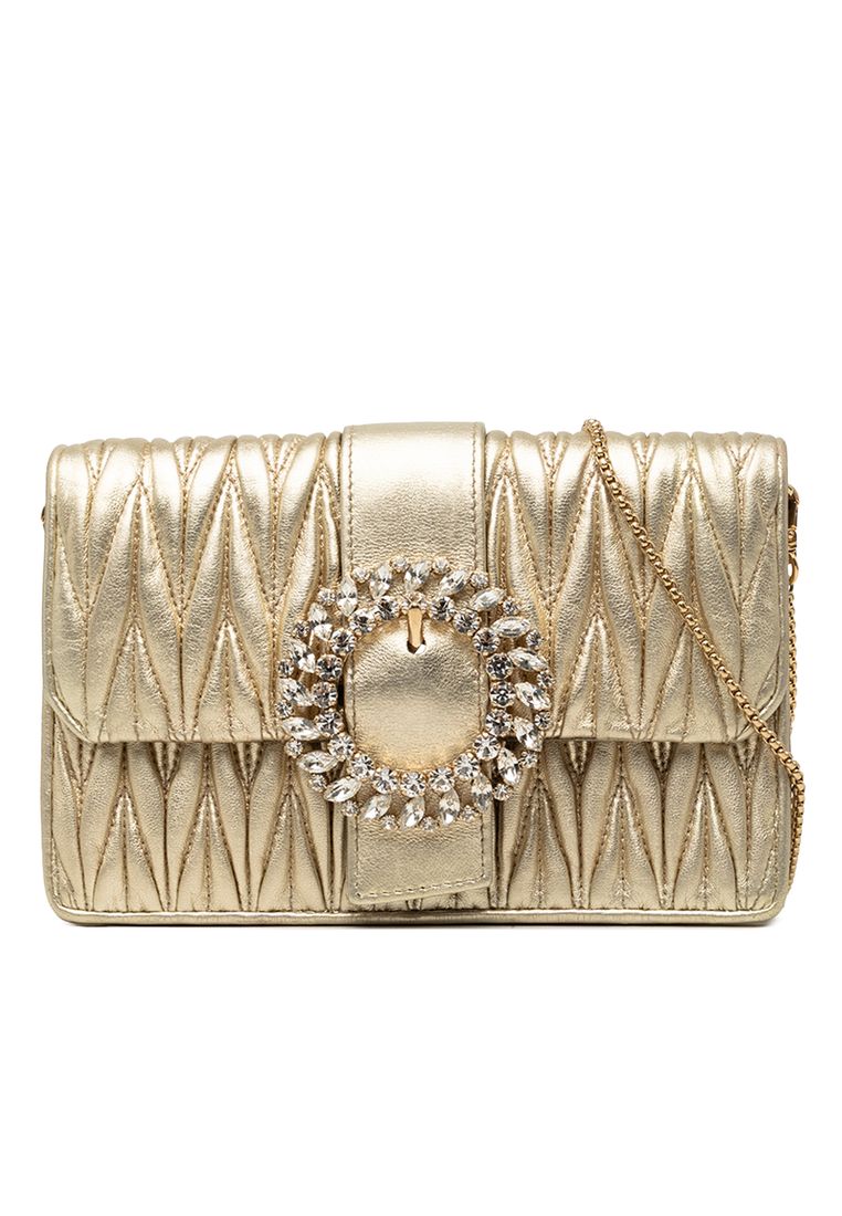 Miu Miu Pre-Loved Miu Miu Metallic Matelasse Nappa Crystal Embellished Crossbody
