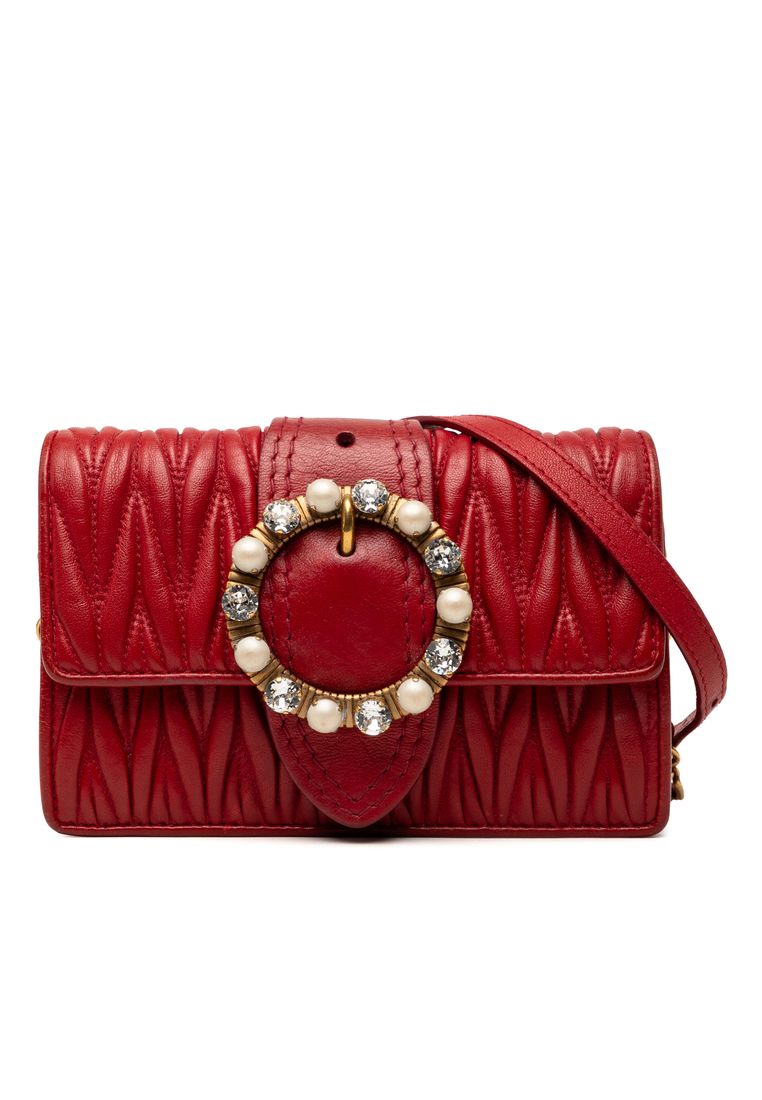Miu Miu Pre-Loved Miu Miu Matelasse Nappa Crystal Embellished Crossbody